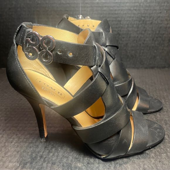 COACH STRAPPY LEATHER 3” HEELS 5.5M NEAR PERFECT - Picture 6 of 13